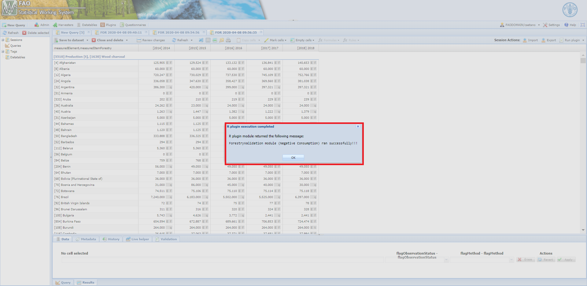 ForestryValidationNegativeConsump module ran successfully