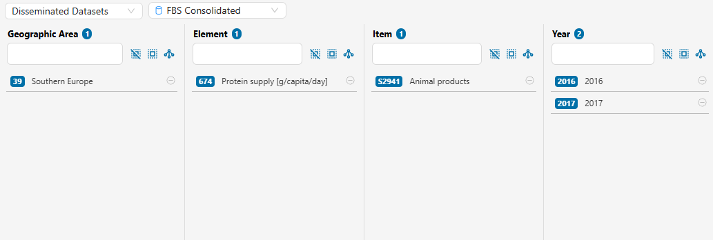 Figure 3.1. SWS UI screenshot including a query from output dataset FBS Consolidated.