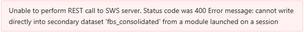 Figure 4.3. Example of error produced by launching a non-core plugin from a session but selecting a dataset as a value for the “other” Secondary Dataset input parameter.