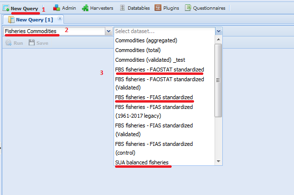 Select datasets to create sessions.