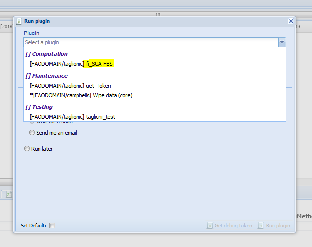 Plugin selection.