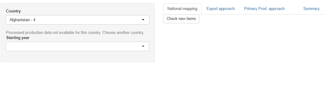  Shiny application message when no data is available for the requested country.