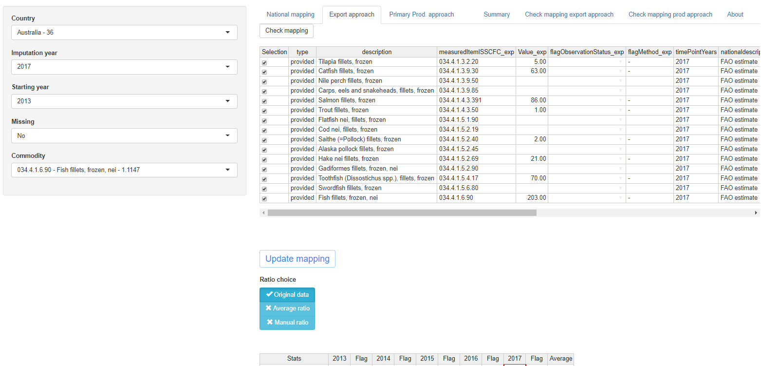  Shiny application, whole export approach tab.