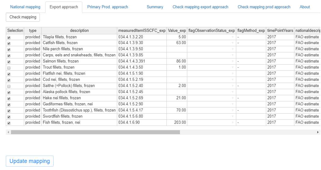  Shiny application, upper part of export approach tab.