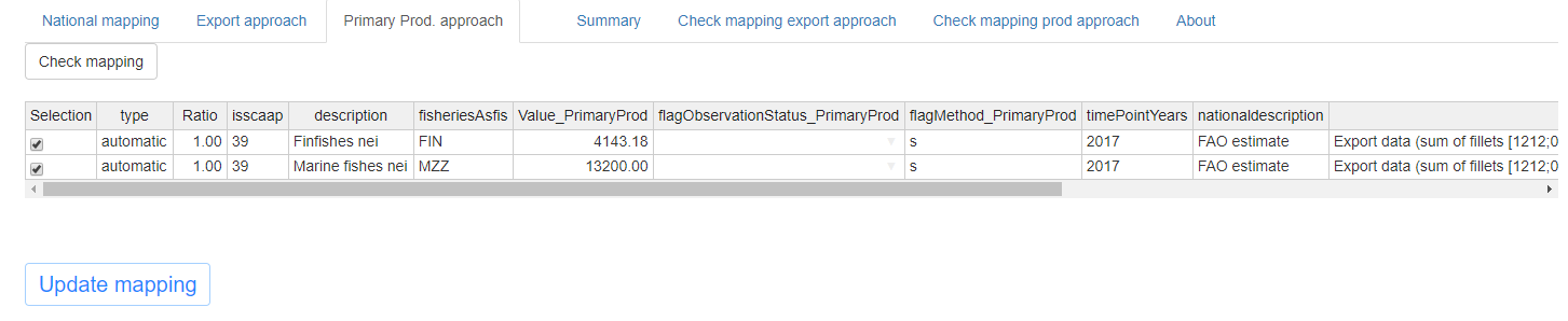  Shiny application, upper part of primary production approach tab.
