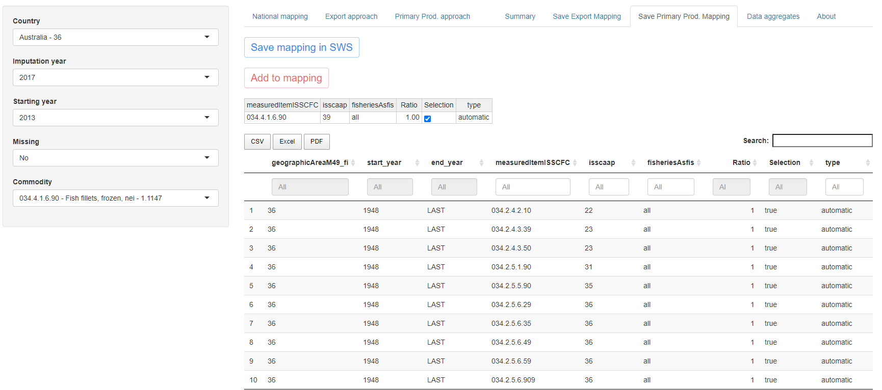  Shiny application, Check mapping prod approach tab.